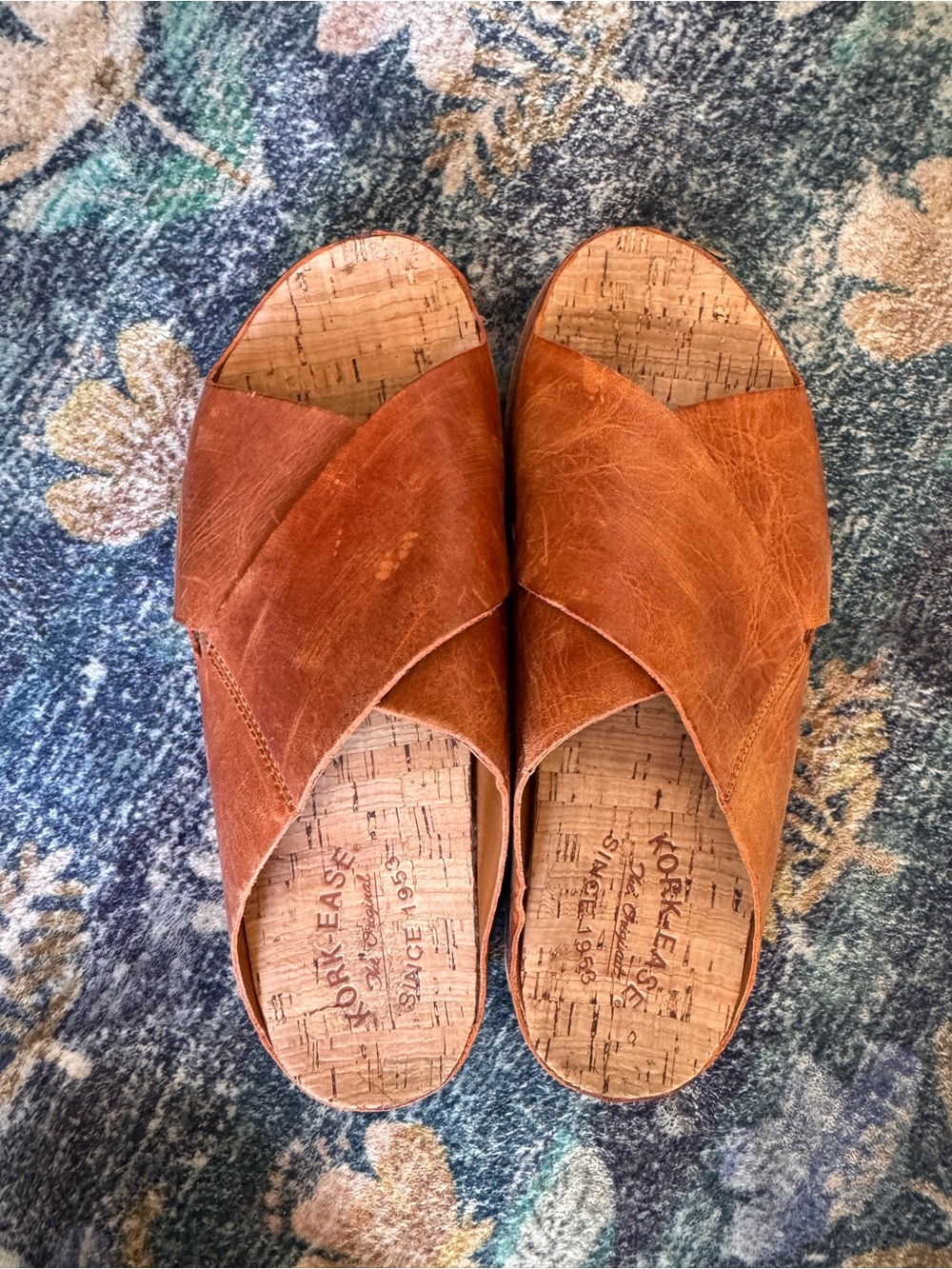 Kork-Ease Women's Cognac Leather Crossover Sandals